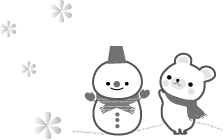 （イラスト）雪だるまと仲良しのクマジロー君