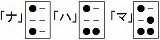 墨点字「ナ・ハ・マ」